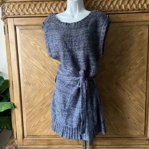 Henri Henri blue cable sweater knit belted top